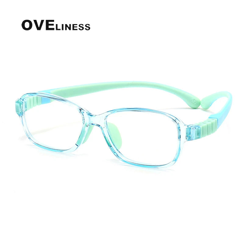 Oveliness Youth Unisex Full Rim Square Tr 90 Titanium Eyeglasses 91027 Full Rim Oveliness transparent blue  