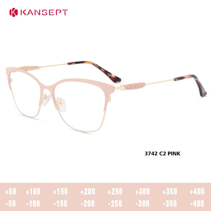Kansept Women's Full Rim Cat Eye Acetate Steel Reading Glasses 513743