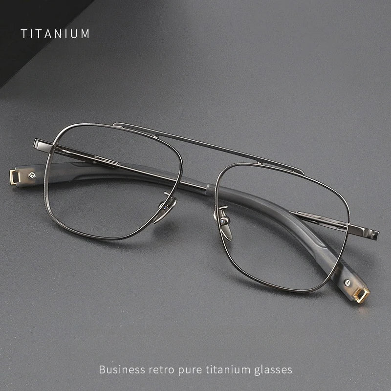 Yimaruili Unisex Full Rim Square Double Bridge Titanium Eyeglasses Y1105 Full Rim Yimaruili Eyeglasses   