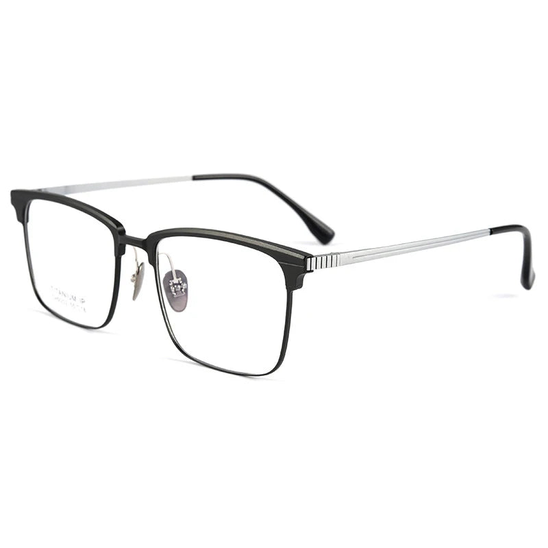 Handoer Men's Full Rim Square Titanium Alloy Eyeglasses 9202 Full Rim Handoer Green Silver  