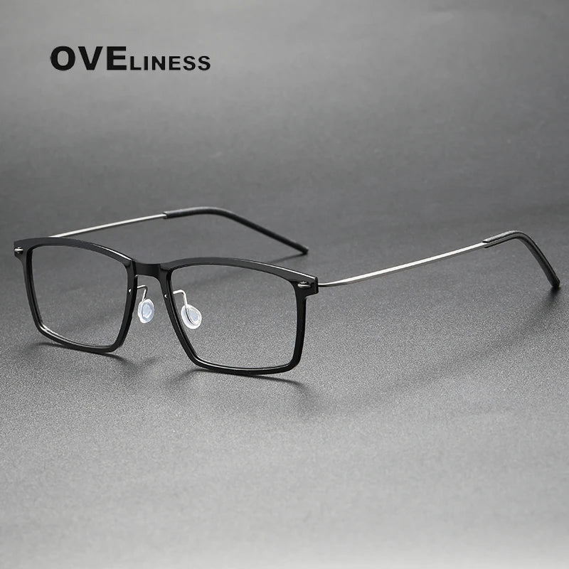 Oveliness Women's Full Rim Square Acetate Titanium Eyeglasses 366544