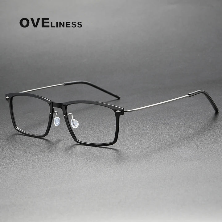 Oveliness Women's Full Rim Square Acetate Titanium Eyeglasses 366544