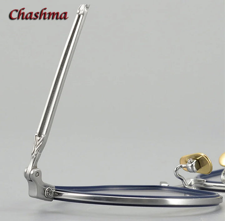 Chashma Ochki Unisex Full Rim Flat Top Round Titanium Eyeglasses 079 Full Rim Chashma Ochki   