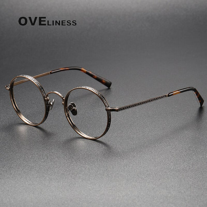 Oveliness Unisex Full Rim Round Titanium Eyeglasses M3100 Full Rim Oveliness bronze  