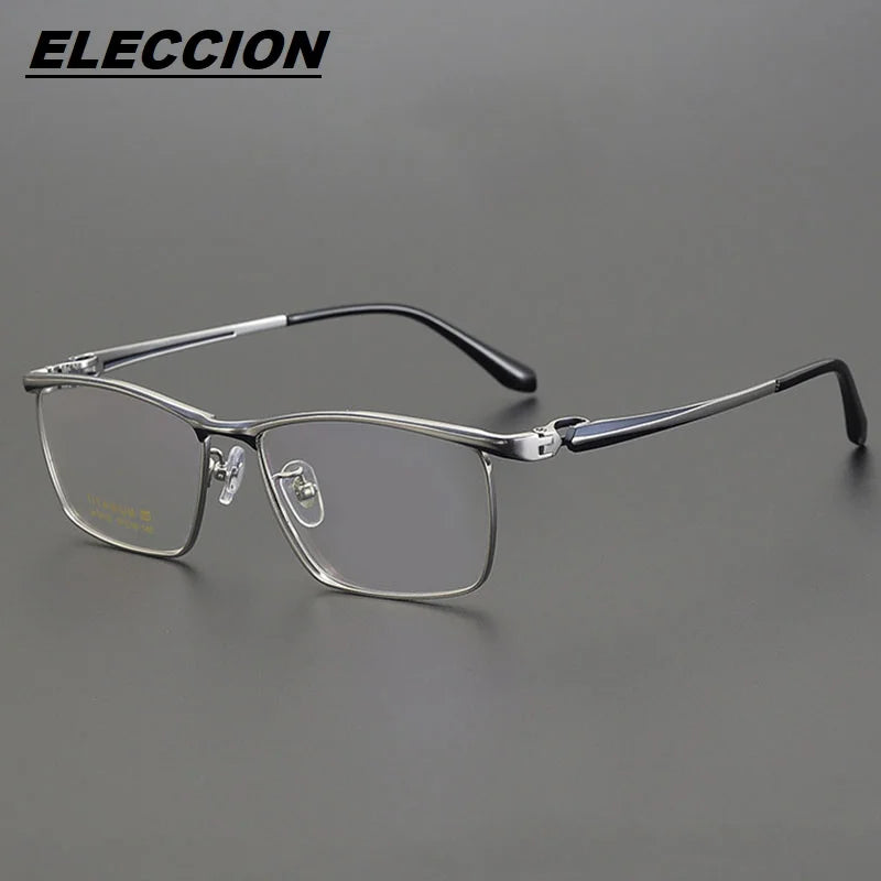 Eleccion Men's Full Rim Square Titanium Eyeglasses 6113