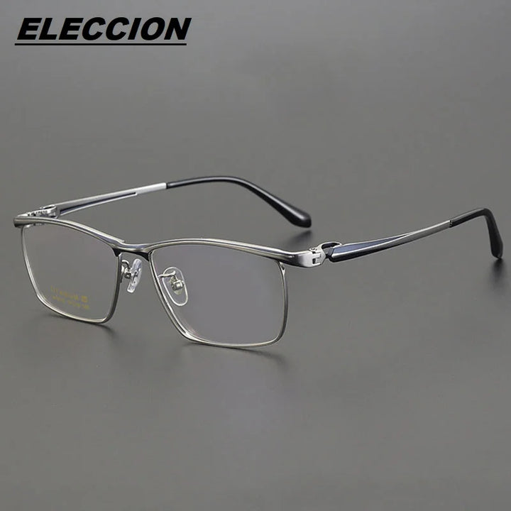 Eleccion Men's Full Rim Square Titanium Eyeglasses 6113