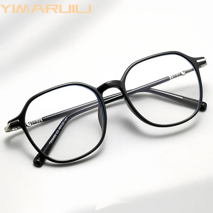 Yimaruili Unisex Full Rim Polygonal Tr 90 Alloy Eyeglasses 210499