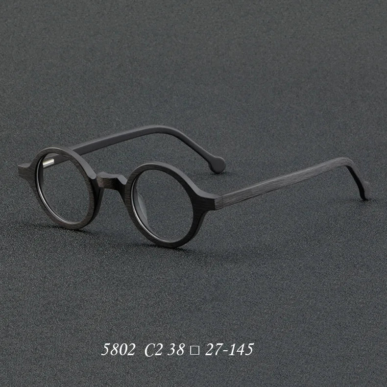 Cubojue Unisex Full Rim Small Round Acetate Reading Glasses 5802 Reading Glasses Cubojue wooden grain 0 