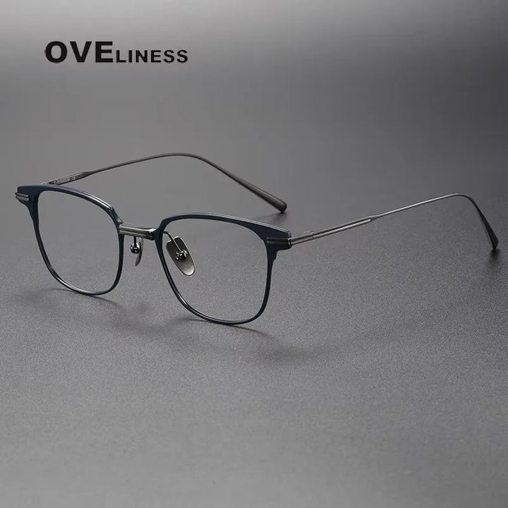 Oveliness Unisex Full Rim Square Titanium Acetate Eyeglasses 14521 Full Rim Oveliness blue gun  