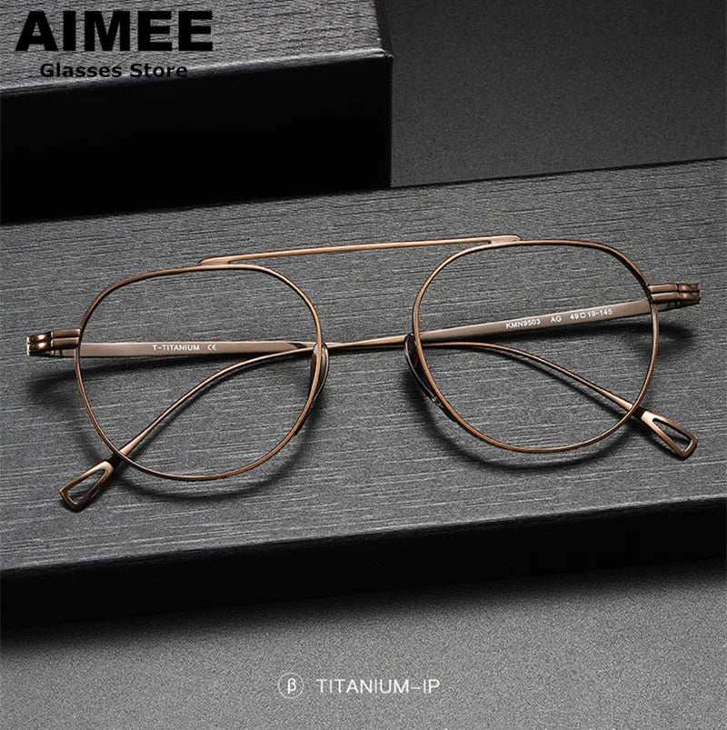 Aimee Unisex Full Rim OvalBrow Line Bridge Titanium Eyeglasses 9503 Full Rim Aimee   