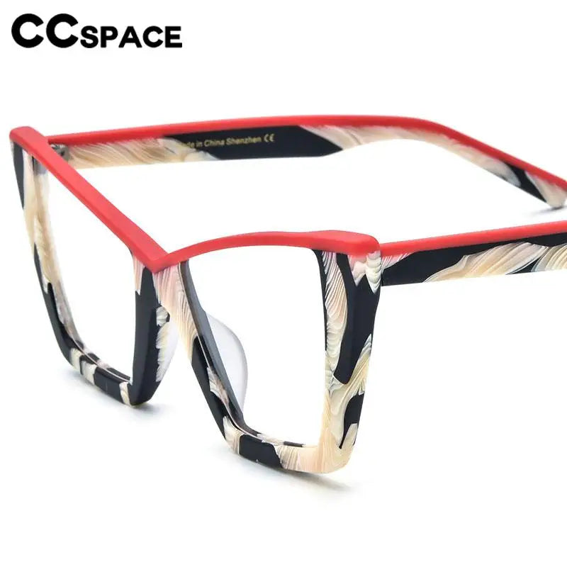 CCspace Unisex Full Rim Big Square Acetate Eyeglasses 57161 Full Rim CCspace   