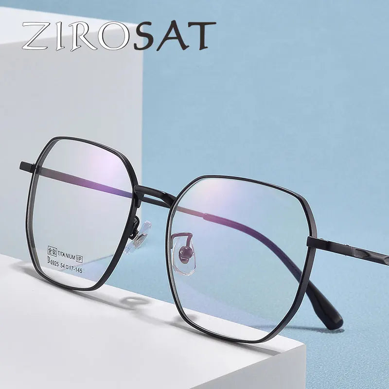 Zirosat Unisex Full Rim Flat Top Square Titanium Eyeglasses 6925 Full Rim Zirosat   