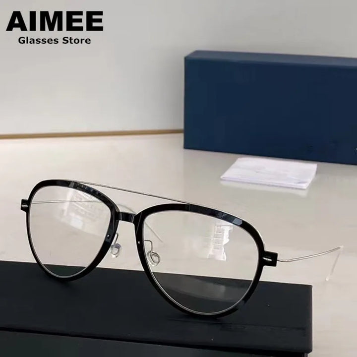 Aimee Unisex Full Rim Oval Double Bridge Titanium Eyeglasses 46547