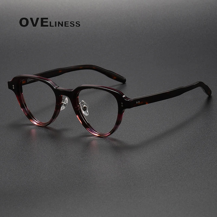 Oveliness Unisex Full Rim Flat Top Oval Acetate Eyeglasses V002 Full Rim Oveliness purple  