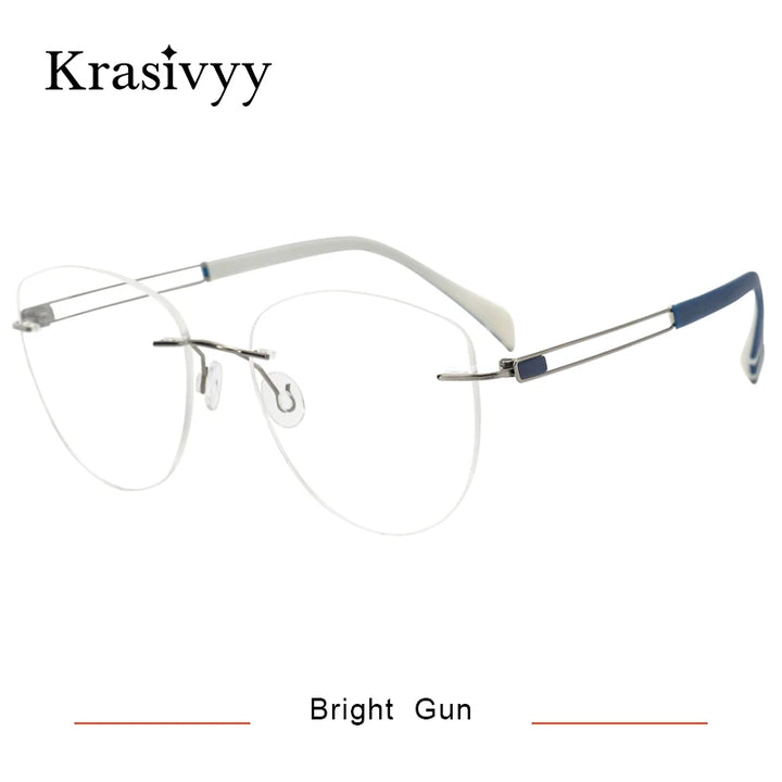 Krasivyy Women's Rimless Oval Cat Eye Titanium Eyeglasses 316078