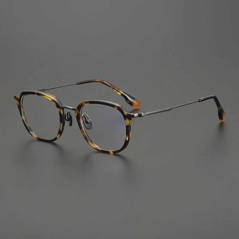Gatenac Unisex Full Rim Square Acetate Titanium Eyeglasses Gxyj2805