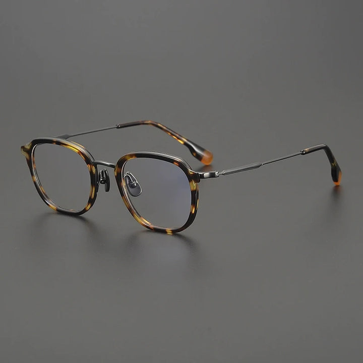 Gatenac Unisex Full Rim Square Acetate Titanium Eyeglasses Gxyj2805