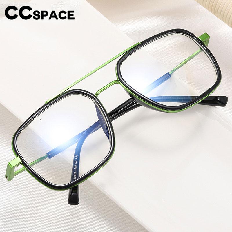 CCSpace Men's Full Rim Square Double Bridge Alloy Eyeglasses 56746 Full Rim CCspace   
