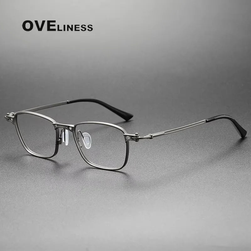 Oveliness Unisex Full Rim Square Acetate Titanium Eyeglasses 58902