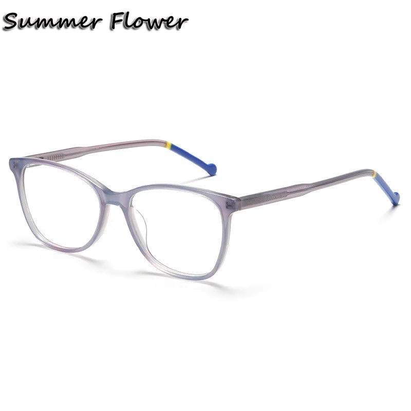 Summer Flower Women's Full Rim Square Cat Eye Acetate Eyeglasses 81002