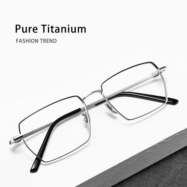 KatKani Men's Full Rim Square Titanium Eyeglasses 552 Full Rim KatKani Eyeglasses   