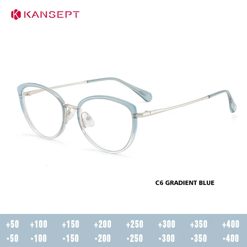 Kansept Women's Full Rim Oval Cat Eye Tr 90 Alloy Reading Glasses 75740