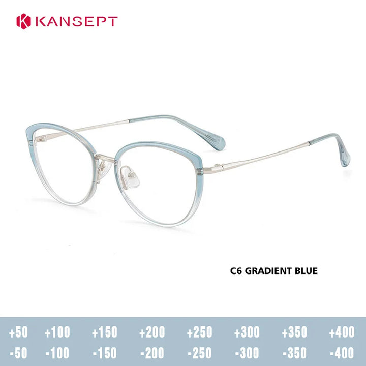 Kansept Women's Full Rim Oval Cat Eye Tr 90 Alloy Reading Glasses 75740