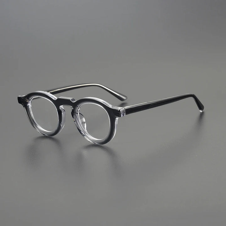 Black Mask Full Rim Round Thick Acetate Eyeglasses 23107 Full Rim Black Mask Gray  