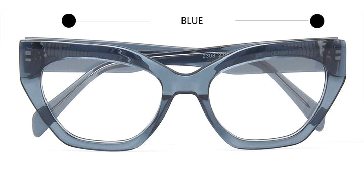 Esnbie Unisex Full Rim Oval Cat Eye Acetate Eyeglasses 23021 Full Rim Esnbie Blue  