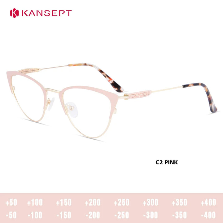 Kansept Women's Full Rim Oval Cat Eye Tr 90 Alloy Reading Glasses 53743