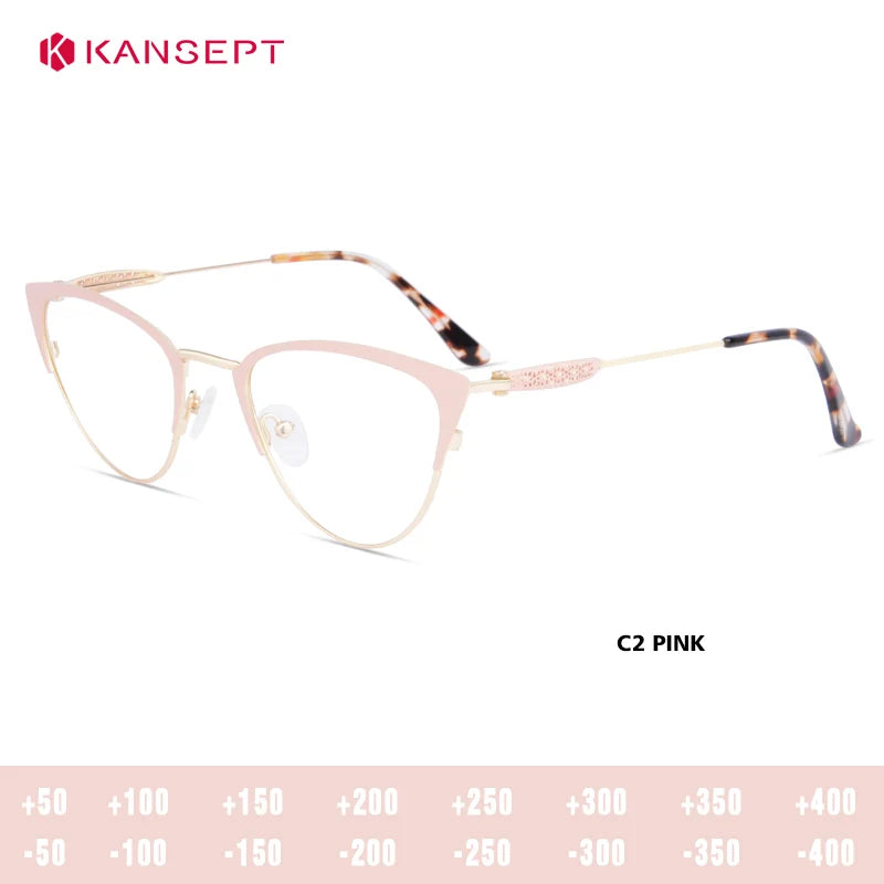 Kansept Women's Full Rim Cat Eye Acetate Steel Reading Glasses 513743