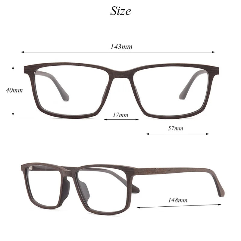 Hdcrafter Men's Full Rim Square Handcrafted Wood Eyeglasses 911695