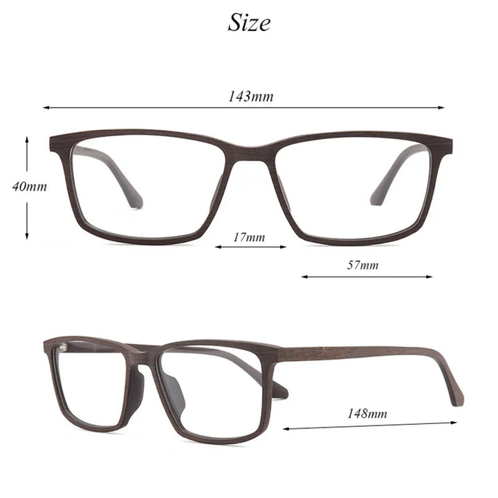Hdcrafter Men's Full Rim Square Handcrafted Wood Eyeglasses 911695