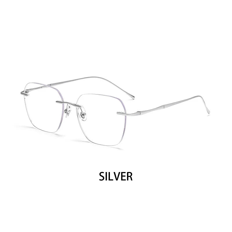 Vicky Women's Rimless Polygon Titanium Reading Glasses V0623 Reading Glasses Vicky F0623-Sliver -150 