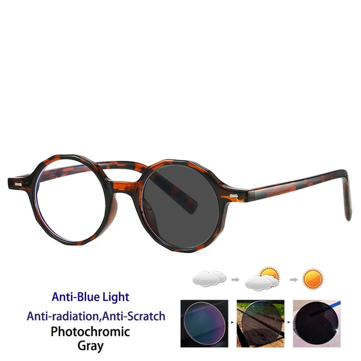 Kocolior Women's Full Rim Round Tr 90 Photochromic Reading Glasses 28008
