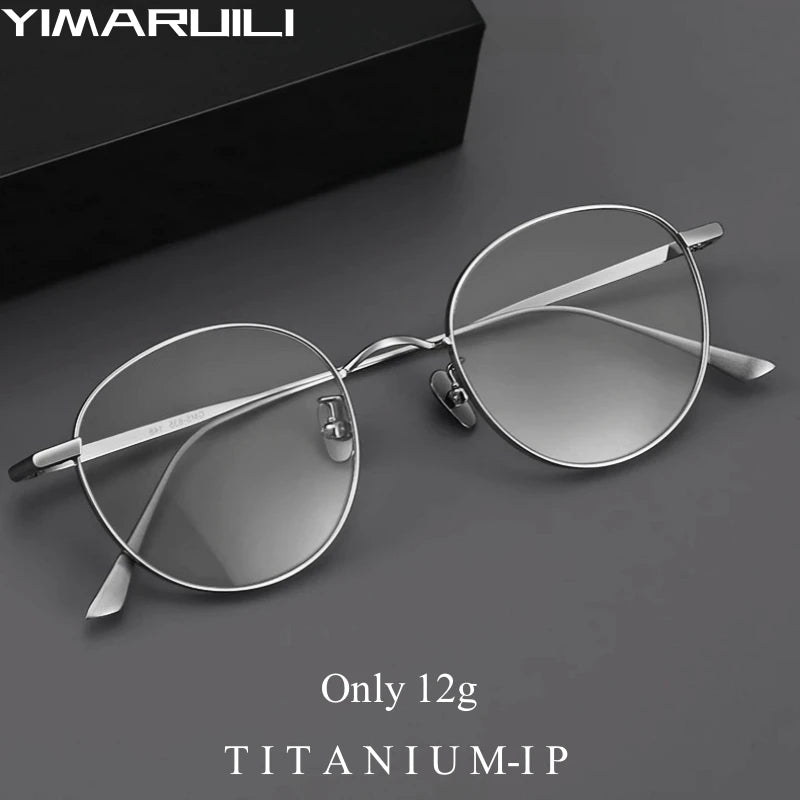 Yimaruili Unisex Full Rim Oval Round Titanium Eyeglasses 19835 Full Rim Yimaruili Eyeglasses