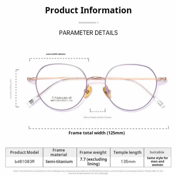 Xbora Women's Small Full Rim Flat Top Oval Titanium Eyeglasses  81083