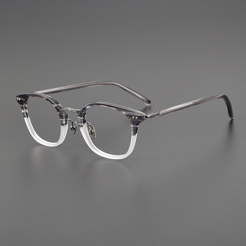 Gatenac Unisex Full Rim Square Acetate Eyeglasses Gxyj1088 Full Rim Gatenac Stripe Gun  