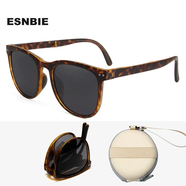 Esnbie Unisex Full Rim Square Acetate Polarized Folding Sunglasses 230135