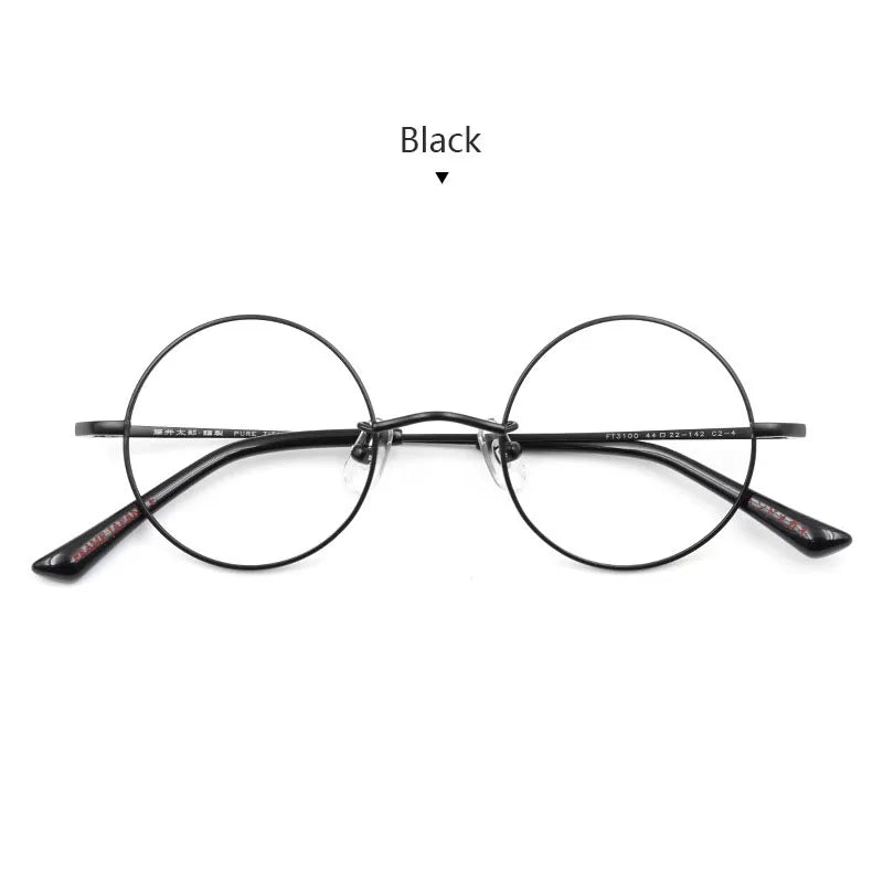 Hdcrafter Women's Full Rim Round Titanium Eyeglasses 43100 Full Rim Hdcrafter Eyeglasses black