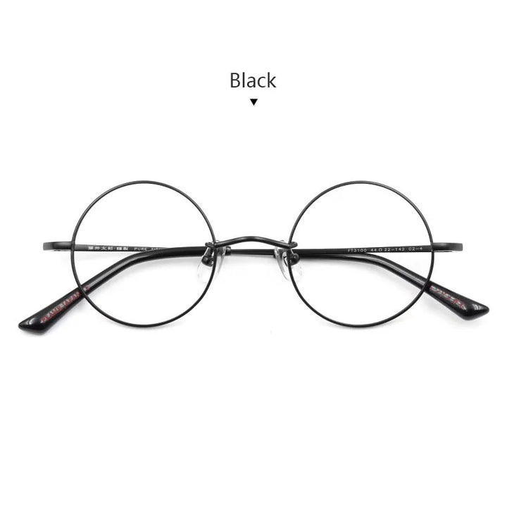 Hdcrafter Women's Full Rim Round Titanium Eyeglasses 43100 Full Rim Hdcrafter Eyeglasses black