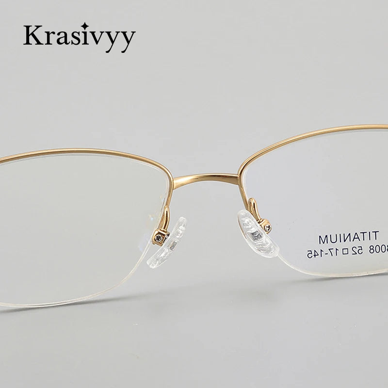 Krasivyy Women's Semi Rim Oval Square Titanium Eyeglasses 443008 Semi Rim Krasivyy   