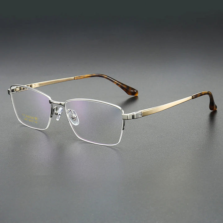 Muzz Men's Semi Rim Big Brow Line Square Titanium Eyeglasses 82912