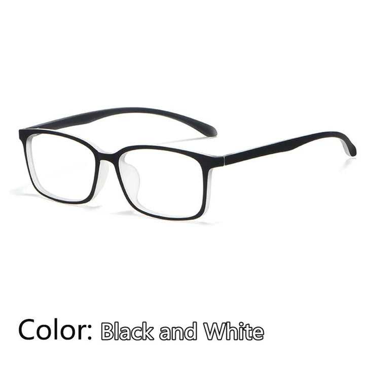 Kocolior Unisex Full Rim Square Tr 90 Hyperopic Reading Glasses 98007 Reading Glasses Kocolior Black White China 0