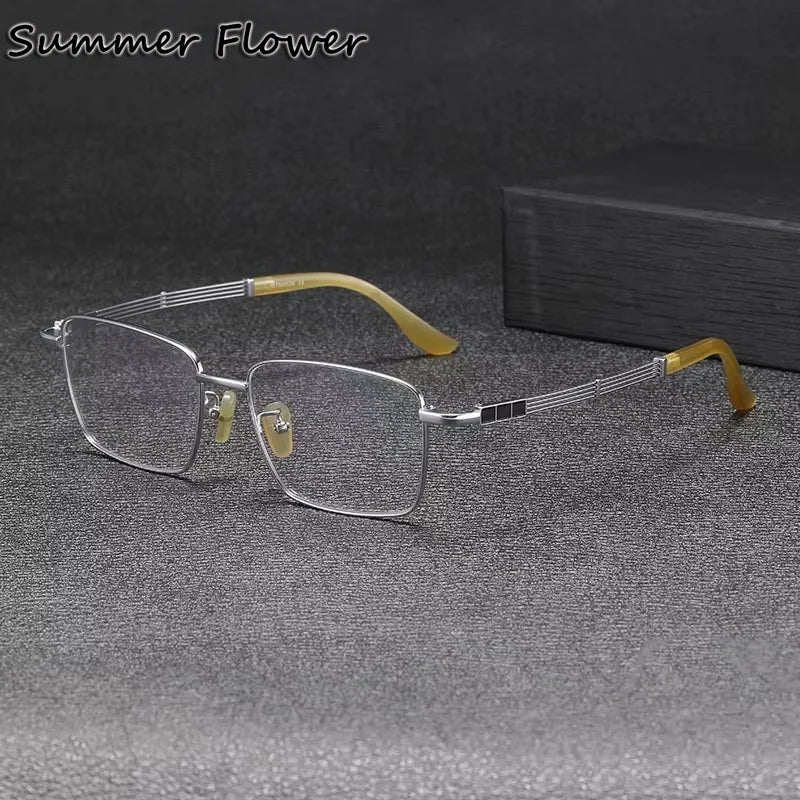 Summer Flower Men's Full Rim Big Square Titanium Eyeglasses 612150