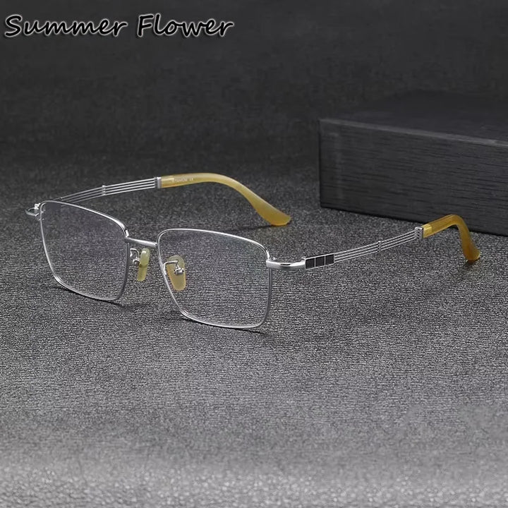 Summer Flower Men's Full Rim Big Square Titanium Eyeglasses 612150