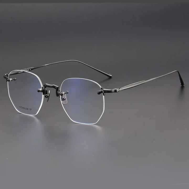 Yimaruili Unisex Rimless Polygonal Pure Titanium Eyeglasses F10121 — view 3 | Yimaruili at FuzWeb