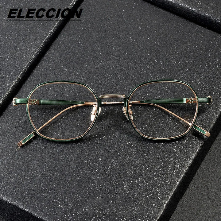 Eleccion Unisex Full Rim Oval Square Titanium Eyeglasses 39140 Full Rim Eleccion