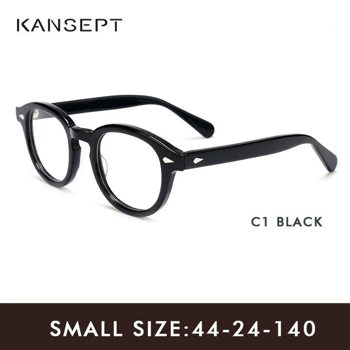 Kansept Unisex Full Rim Round Thick Acetate Eyeglasses 24145 Full Rim Kansept black-44 CHINA 