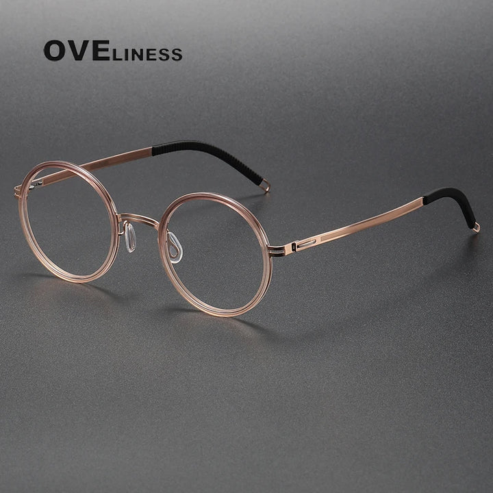 Oveliness Women's Full Rim Round Screwless Titanium Eyeglasses 822321